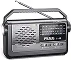 PRUNUS J-15 Portable Radio Mains and Battery, SW AM FM Radio Battery Operated by 3x D Cell Battery or AC Power, Transistor Radio with 3W Large Speaker, Flashlight for Emergencies.