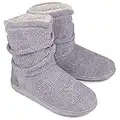 LongBay Ladies Bootie Slippers Memory Foam Fur Collar Bootee Plush Lined Women Boots with Non Skid Indoor Outdoor Sole, 5/6 UK, New Grey