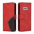 Fatcatparadise Cover per Samsung Galaxy S10E, Flip Caso in PU Pelle Case Cover Libro Portafoglio Protettiva Custodia con TPU Sottile Antiurto,[Kickstand][Slot per Schede][Chiusura Magnetica] (Rosso)