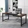 Tribesigns 70.8”Executive Desk, Large Office Computer Desk with Thicken Frame, Modern Simple Workstation Business Furniture for Home Office, Rustic Brown/Black