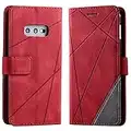 Vankii Cover per Samsung Galaxy S10E, Flip Caso Libro Premium Portafoglio Custodia in Pelle PU Magnetica,Custodia Pelle Sintetica TPU Silicone Antiurto,Funzione Supporto Slot Schede (Rosso)