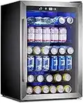 Antarctic Star Beverage Refrigerator Cooler - 145 Can Mini Fridge Glass Door for Soda Beer or Wine Small Drink Dispenser Clear Front for Home, Office or Bar, Silver,4.4cu.ft