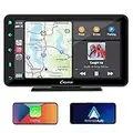 CARPURIDE W707 Wireless Apple Carplay & Android Auto, 7 Inch HD IPS Touchscreen Car Radio with Button, Bluetooth 5.0/Google/Mirror Link/GPS/Siri/Mic/FM Portable Car Stereo, Dash Windshield Mounted