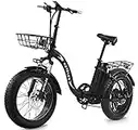 KETELES Bicicletta Elettrica Pieghevole 20" E-Bike, Fat Bike elettrica con 48V 15AH Batteria Rimovibile, 250W Motor, Bici Elettriche da Montagna da Città, per Unisex Adulto Uomo e Donna