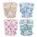 4 Pcs Washable Dog Diapers Female, Leak Proof Female Diaper Reusable Female Doggie Diapers Soft Breathable Dog Nappies Super-Absorbent Sanitary Physiological Pants for Dogs, Comfortable and Cute, Fit for 9"-14", S