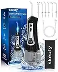 Skeufy Water Flosser for Teeth Cleaner, DIY Setup and 5 Cleaning Modes 6 Jet Tips OLED Display IPX7 Waterproof, 300ML Oral Irrigator for Home & Travel