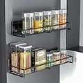 Spice Rack Organizer 2 Tiers, Magnetic Spice Rack For Refrigerator, Wall Mounted Kitchen Organization Fit Microwave Oven, Matte black, Seasoning Storage and Organization