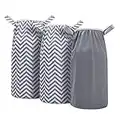 Teamoy Pail Liner for Cloth Diaper(Pack of 3), Reusable Diaper Pail Wet Bag with Elastic Edge, Fits for Dekor, Ubbi Diaper Pails, Gray +Gray Chevron+ Gray Chevron