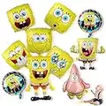 Yisscen Ballon Anniversaire, 10pcs Décorations de Ballons SpongeBob, ballons à l'hélium, ballons en aluminium Bob l'éponge pour baby shower, fête d'anniversaire d'enfants, accessoires de fête