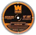 WEN BL1080 10-Inch 80-Tooth Carbide-Tipped Ultra-Fine Finish Professional Woodworking Saw Blade for Miter Saws and Table Saws