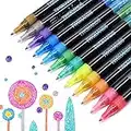 TWOHANDS Glitter Paint Markers,Metallic Pens for Rock Painting, Adult Coloring Books,Water Based,12 Colors 20109