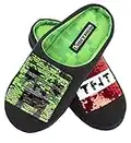 Minecraft - Chaussons pour enfants - Chaussons pour garçons Minecraft - Chaussons noirs Minecraft - Design Creeper & TNT Box - Vêtements Minecraft - Taille UK 1 / EUR 33, Age 8