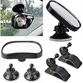 2PCS Bébé Vue Arrière Miroir, 360° Miroir de Voiture pour Bébé, Rétroviseur de Surveillance Réglable Bébé Vue Arrière Miroir avec Ventouse/Clip/Incassable Sécurité Surface