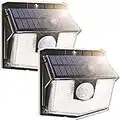 Solar Motion Sensor Lights Outdoor, 140 LED Solar Lights Outdoor with 3 Lighting Modes, IP67 Waterproof Durable Solar Security Lights for Garage, Fence, Deck ,Front Door, Yard 2 Pack