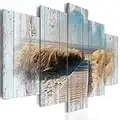 decomonkey | Impression sur Toile intissée Plage Paysage Mer 200x100 cm | 5 Pieces | Tableau mural Image sur Toile Photo Images Motif Moderne Décoration tendu sur Chassis Nature Bois