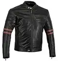 Australian Bikers Gear chaqueta moto Cafe Racer en color negro envejecido y rayas rojas oxblow con protecciones homologadas y extraíbles en talla 4xl