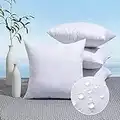 MIULEE Relleno de Cojines Almohada Impermeable Mullido Cojines para Sófa Cama Funda de Cojín Suave Indeformable para al Aire Libre Salón Dormitorio Habitación Poliéster 45x45 cm 4 Piezas Blanco