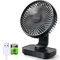 USB Desk Fan, 4000mAh Rechargeable Battery Operated, Table Fan 4 Speeds, 5inch Mini Portable Fan, with Strong Airflow Quiet Operation, Electricity Display, Easy to Disassemble, Desktop Fan White