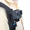 TELESIN Sac à dos bandoulière support de fixation pour appareil photo,Coussinet d'épaule réglable et sangle Velcro Système support de fixation pour caméra GoPro Hero/Insta360/Osmo Action