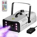 Fog Machine 1500 Watt with 6 LED Lights and Wireless Remote, Professional Stage Smoke Machine for DJ Halloween Parties Wedding Christmas