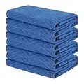 Diamond UP 4 Moving Blankets, Extra Large Moving Blanket for Furniture, Professional Quilted Furniture Shipping and Storage Pads, 80" x 72", Blue and Black(4 Packs)