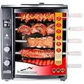 Brazilian Flame Rotisserie Grill Roaster with 5 Auto Rotating Skewers in Black for Rotisserie Chicken, Steak, Fish, Brazilian Style BBQ and Churrasco, Modern Portable Smoke-Free Propane Grill