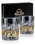 Whiskey Glass Set of 2, veecom 10oz Crystal Whiskey Glasses Thick Bottom Bourbon Glasses Old Fashioned Rocks Glass Tumbler for Scotch, Cocktail, Liquor, Home Bar Whiskey Gifts for Men