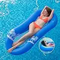 Hamac Gonflable Piscine,Matelas Flottant,Bouée Piscine d'eau Fauteuil Bouée de Piscine,Géant Aqua Flotteur Gonflable en Filet,Flottant lit Matelas Canapé pour Adultes et Enfants(Bleu,165 * 75 CM)