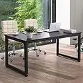 NSdirectModern Computer Desk 63 inch Large Office Desk Writing Study Table for Home Office Desk Workstation Wide Metal Sturdy Frame Thicker Steel Legs, Black.