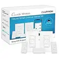 Lutron Caseta Deluxe Smart Dimmer Switch (2 Count) Kit with Caseta Smart Hub | Works with Alexa, Apple Home, Ring, Google Assistant | P-BDG-PKG2W-A | White