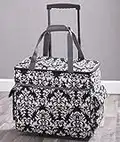 Sewing Accessories Rolling Sewing Machine Tote with 6 Storage Pockets - Damask,LARGE