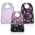 3pcs Adult Bibs for Women, Washable Adult Bibs Reusable Waterproof Adult Bibs With Optional Crumb Catcher for Elderly Women Eating, Cherry Blossoms Style