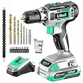 Litheli Cordless Drill Driver, 20V Max Power Drill Cordless Set, 3/8” Keyless Chuck, 18+1 Torque Settings, Variable Speed, 2.0 Ah Battery and 1 Hour Fast Charger Included