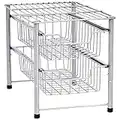 Amazon Basics - Tier Sliding Basket Organizer, Stainless Steel, 42.5 cm x 27.5 cm x 31.2 cm, Silver