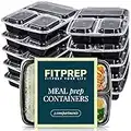 FITPREP - DAS ORIGINAL - 3-Fach Meal Prep Boxen - 10er Pack - inkl. Ebook Rezeptheft, Mikrowellengeeignet, Spülmaschinenfest Wiederverwendbar, BPA Frei