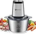 Mini Chopper Electric Food Processor with 2 Litre Stainless Steel Bowl, 2 Speeds, 4 Bi-Level Blades,500W, Silver