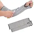 Cut Resistant Knit Sleeves with Thumb Slot, Level 5 Protection Slash Resistant Safety Protective Arm Sleeves Prevent Scrapes Scratches Skin Irritations UV (1 Pair)