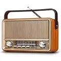 PRUNUS J120 Retro Vintage Radio AM FM, Portable Shortwave Radio with, AC, Rechargeable Battery Operated Radio with Best Reception, Loud Speaker, Support AUX/TF Card/USB Playing【2023 Newest】