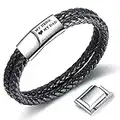 DAD Bracciale da uomo con incisione per Papà, Braccialetto in pelle intrecciata con incisione, Bracciale Uomo con chiusura magnetica per il Padre Papà Festa del papà (Papà Bracciale)