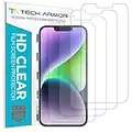 Tech Armor 4 Pack HD Clear Film Screen Protector Compatible for Apple NEW iPhone 14 (2022), iPhone 13 and iPhone 13 Pro (2021) 5G 6.1 Inch