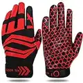 LOVMEAD American Football Handschuhe Erwachsener Jugend Herren Gloves Receiver Empfänger Handschuhe Ultra Stick für Sport Fußball (L, Rot)