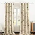 VOGOL Cortinas florales para sala de estar, patrón de acuarela decorativo reducción de ruido, ojales extra largos, cortinas para puertas corredizas de vidrio, puerta de granja, 60 x 106, 2 piezas