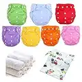 Baby Cloth Diapers Washable Reusable Diapers for Baby Girls and Boys One Size Adjustable 7 Pack with 7 Inserts and 1 Storage Bag