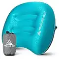 Pitch and Trek Almohada de viaje inflable portátil,compacta y compresible,soporte para cuello y lumbar para mochilero y senderismo Azul