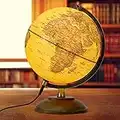 20cm Antique Globe with Wooden Base, Illuminated World Globe, Geographic Globes 720° Rotating Vintage Decorative For House, Office Desk, Coffee Shop, Education