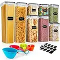 Jovego 8 Pack Airtight Food Storage Containers, BPA Free Plastic Stackable Cereal Storage Containers Ideal for Cereal, Pasta, Sugar, Flour, Rice