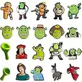 20 dijes de zapatos Shrek para Crocs de dibujos animados de PVC, accesorios de zuecos, pulseras de crog, decoración de encanto, adornos para niñas, niños, regalos de fiesta, Plástico