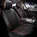 flexzon Universal Black Front PU Leather Car Seat Covers