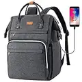 Sac à Dos Ordinateur Portable 15,6 Pouces, Sac à Dos Femme Avec Port de Chargement USB et Poche RFID Pour Collège,école,Travail,Voyage(Gris foncé)