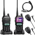 BaoFeng UV-82 High Power BaoFeng Radio Ham Radio Handheld 2 Way Radio Walkie Talkies with Earpiece,Handheld Speaker Mic and Programming Cable (2 Pack-Black)